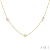 1 Ctw Bezel Set Oval Cut Diamond Station Necklace in 14K Yellow Gold
